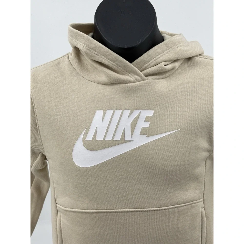 Nike Beige‎ with White Swoosh Hooded Sweatshirt Hoodie Boy's Size 4T